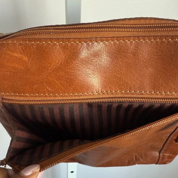 Jack Georges Leather Crossbody Bag Brown Multi‎ Pocket Shoulder Bag Purse